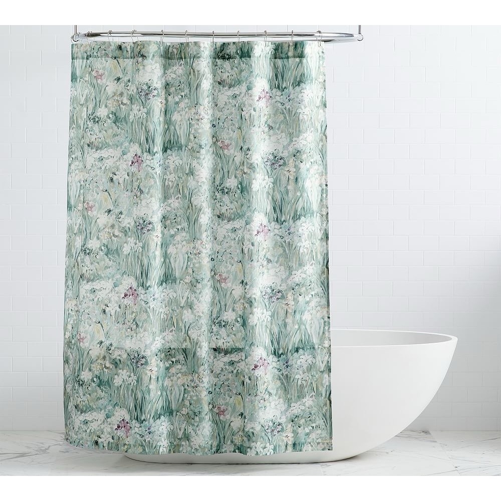 POTTERY BARN GIVERNY FLEUR  SHOWER  CURTAIN GREEN 72" SQ NEW